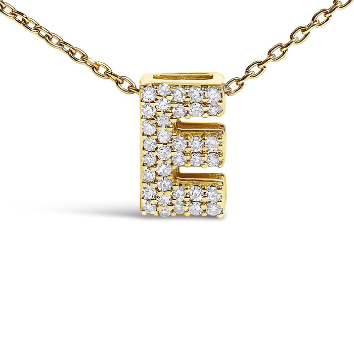Collar con colgante de inicial A-Z estilo burbuja con detalle de diamante en oro amarillo de 10K, foto 27