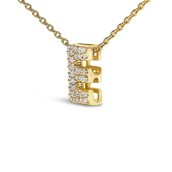 Collar con colgante de inicial A-Z estilo burbuja con detalle de diamante en oro amarillo de 10K