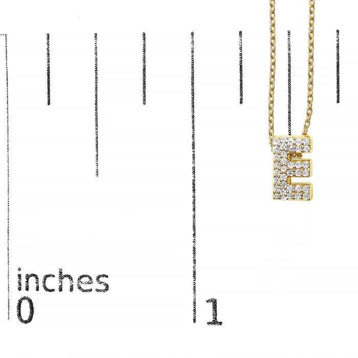 Collar con colgante de inicial A-Z estilo burbuja con detalle de diamante en oro amarillo de 10K