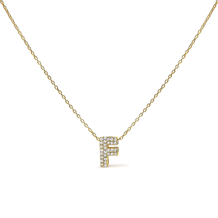 Collar con colgante de inicial A-Z estilo burbuja con detalle de diamante en oro amarillo de 10K, foto 22