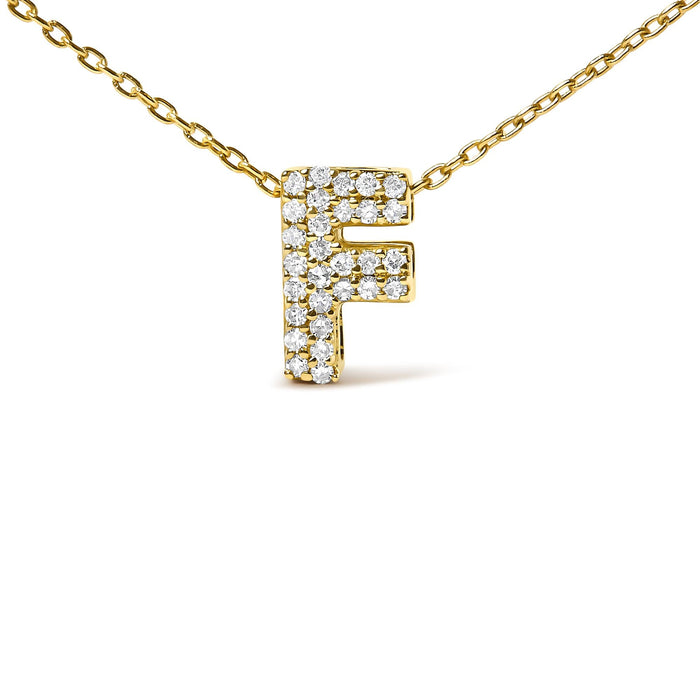 Collar con colgante de inicial A-Z estilo burbuja con detalle de diamante en oro amarillo de 10K, foto 48