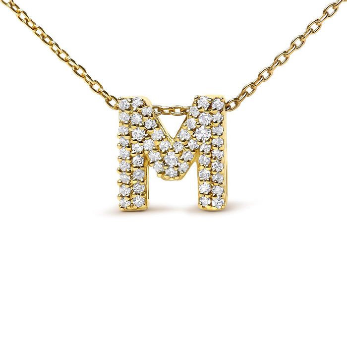 Collar con colgante de inicial A-Z estilo burbuja con detalle de diamante en oro amarillo de 10K, foto 41
