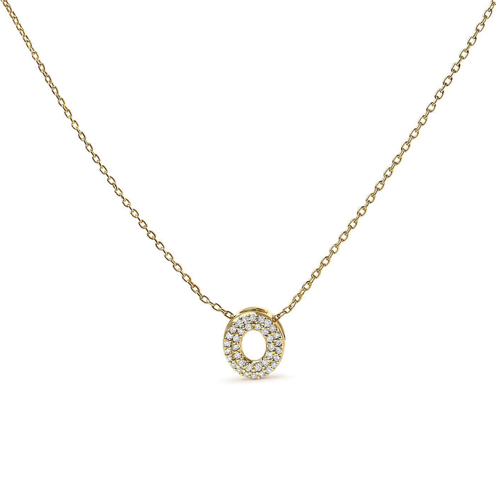 Collar con colgante de inicial A-Z estilo burbuja con detalle de diamante en oro amarillo de 10K, foto 13