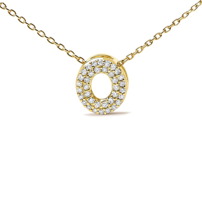 Collar con colgante de inicial A-Z estilo burbuja con detalle de diamante en oro amarillo de 10K, foto 39