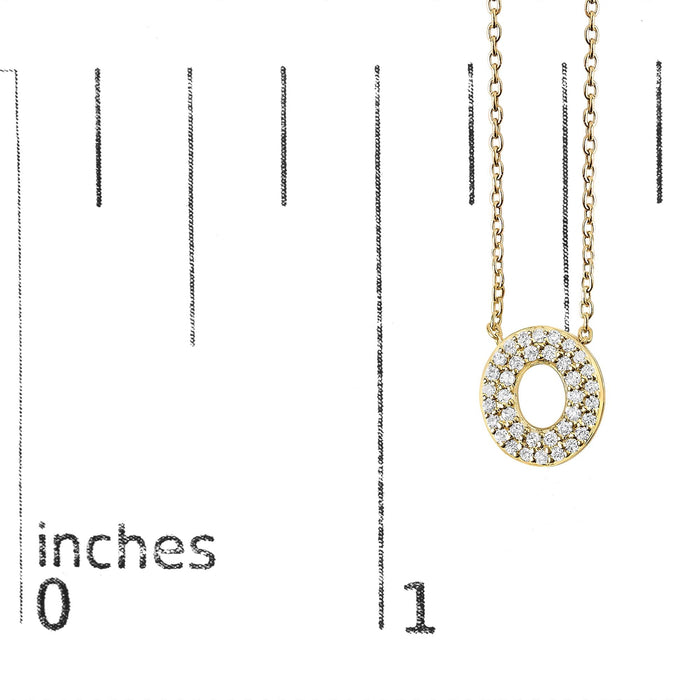 Collar con colgante de inicial A-Z estilo burbuja con detalle de diamante en oro amarillo de 10K