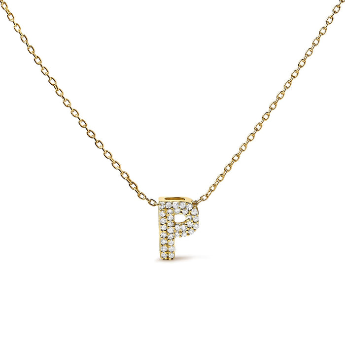 Collar con colgante de inicial A-Z estilo burbuja con detalle de diamante en oro amarillo de 10K, foto 12