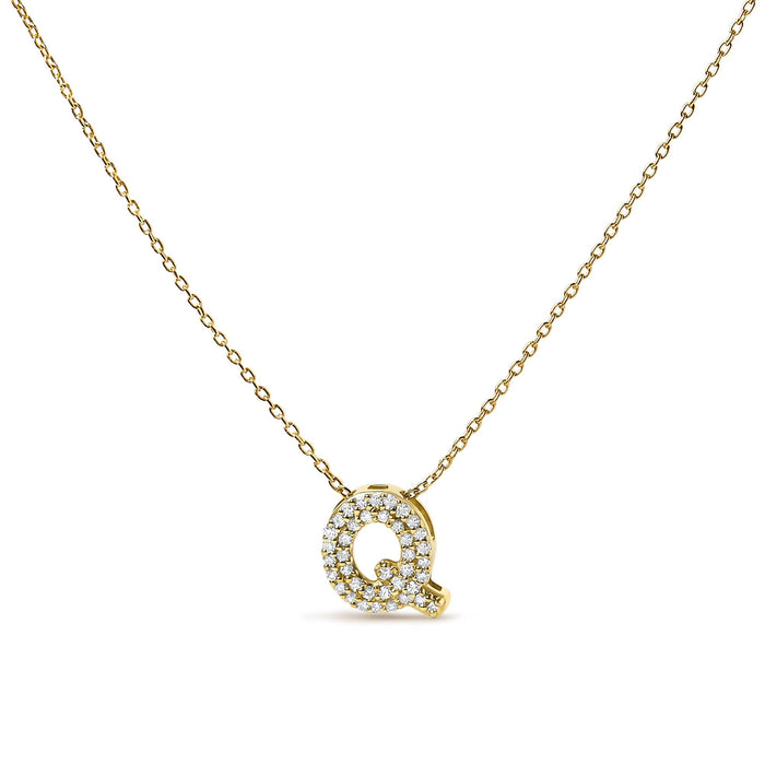 Collar con colgante de inicial A-Z estilo burbuja con detalle de diamante en oro amarillo de 10K, foto 11