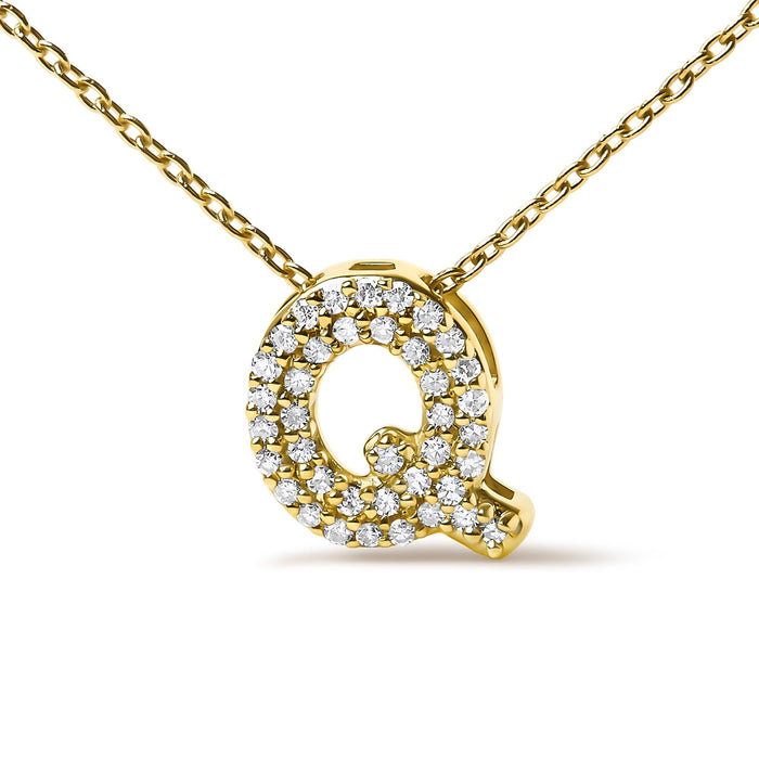 Collar con colgante de inicial A-Z estilo burbuja con detalle de diamante en oro amarillo de 10K, foto 37
