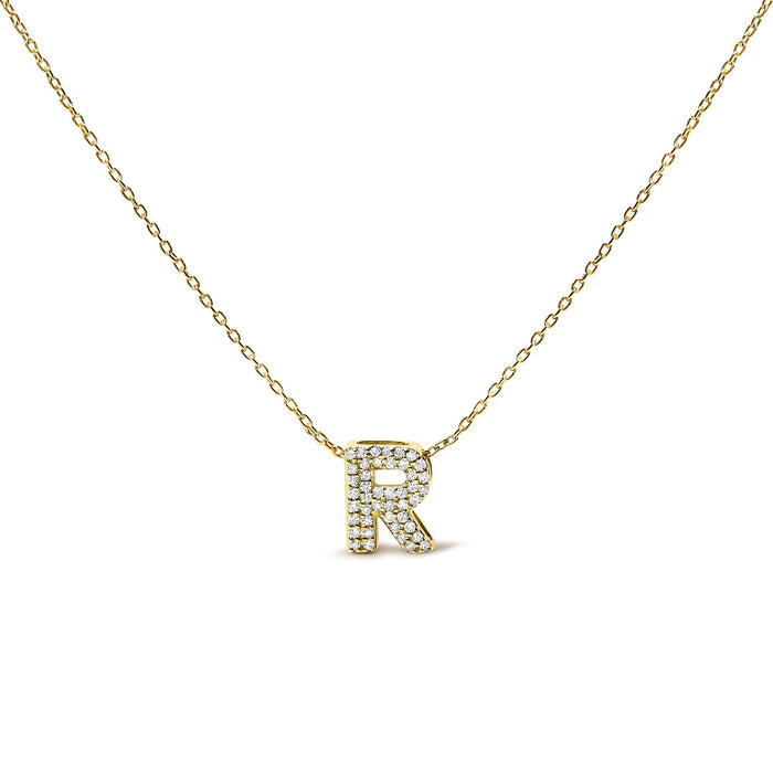Collar con colgante de inicial A-Z estilo burbuja con detalle de diamante en oro amarillo de 10K, foto 10