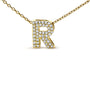 Collar con colgante de inicial A-Z estilo burbuja con detalle de diamante en oro amarillo de 10K, foto 36