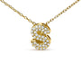 Collar con colgante de inicial A-Z estilo burbuja con detalle de diamante en oro amarillo de 10K, foto 35