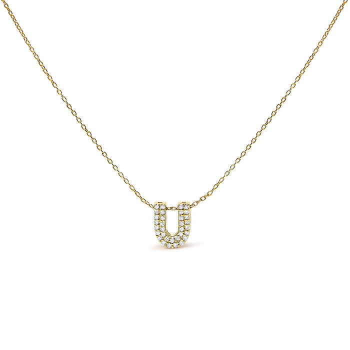 Collar con colgante de inicial A-Z estilo burbuja con detalle de diamante en oro amarillo de 10K, foto 7