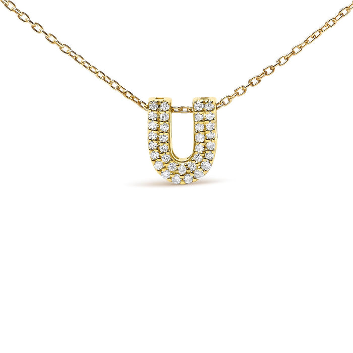 Collar con colgante de inicial A-Z estilo burbuja con detalle de diamante en oro amarillo de 10K, foto 33