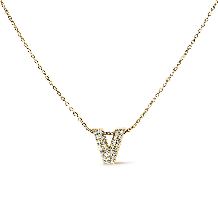 Collar con colgante de inicial A-Z estilo burbuja con detalle de diamante en oro amarillo de 10K, foto 6