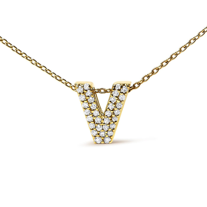 Collar con colgante de inicial A-Z estilo burbuja con detalle de diamante en oro amarillo de 10K, foto 32