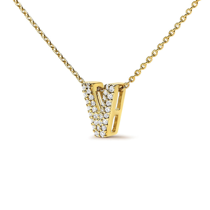 Collar con colgante de inicial A-Z estilo burbuja con detalle de diamante en oro amarillo de 10K