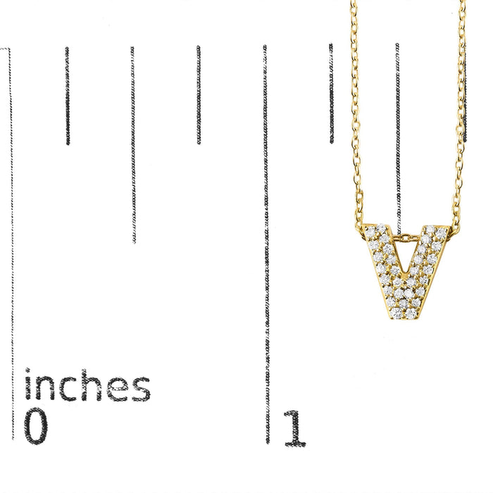 Collar con colgante de inicial A-Z estilo burbuja con detalle de diamante en oro amarillo de 10K