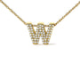 Collar con colgante de inicial A-Z estilo burbuja con detalle de diamante en oro amarillo de 10K, foto 31