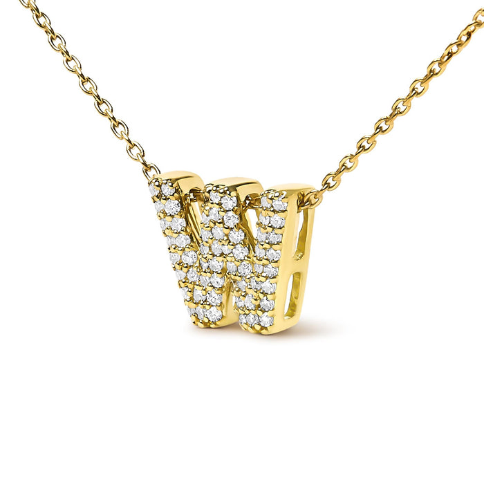 Collar con colgante de inicial A-Z estilo burbuja con detalle de diamante en oro amarillo de 10K