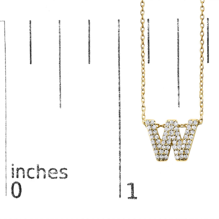Collar con colgante de inicial A-Z estilo burbuja con detalle de diamante en oro amarillo de 10K