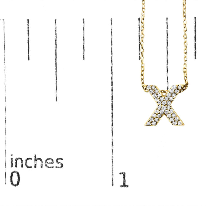 Collar con colgante de inicial A-Z estilo burbuja con detalle de diamante en oro amarillo de 10K