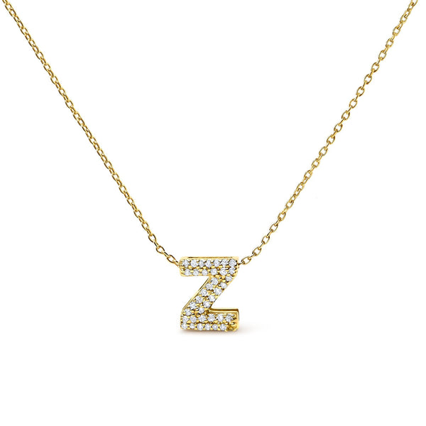 Diamond Accent A-Z Initial Bubble Pendant Necklace in 10K Yellow Gold, photo 2