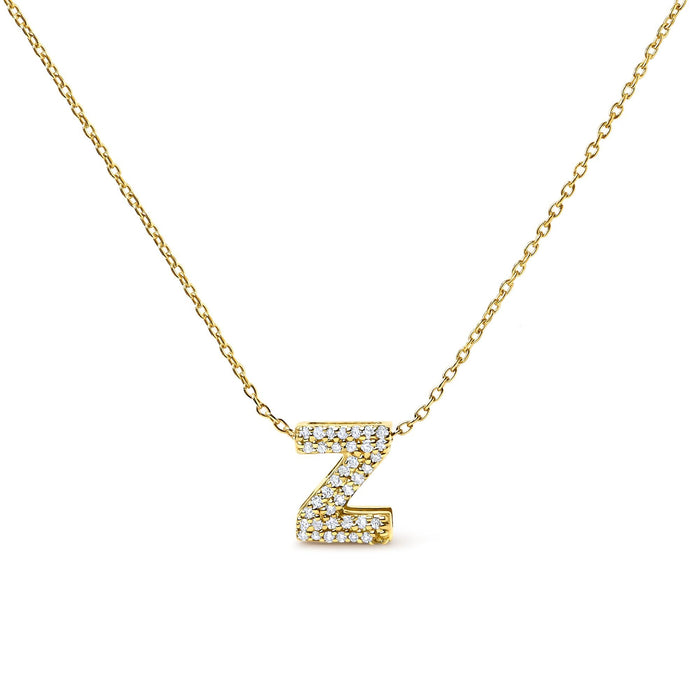 Collar con colgante de inicial A-Z estilo burbuja con detalle de diamante en oro amarillo de 10K, foto 2