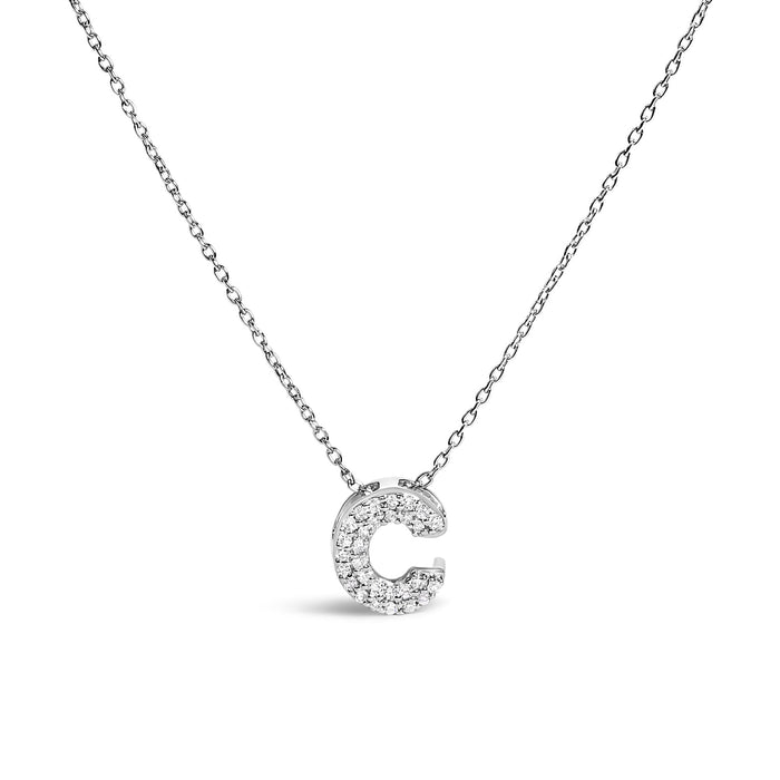 Diamond Accent A-Z Initial Bubble Pendant Necklace in 10K White Gold, photo 24