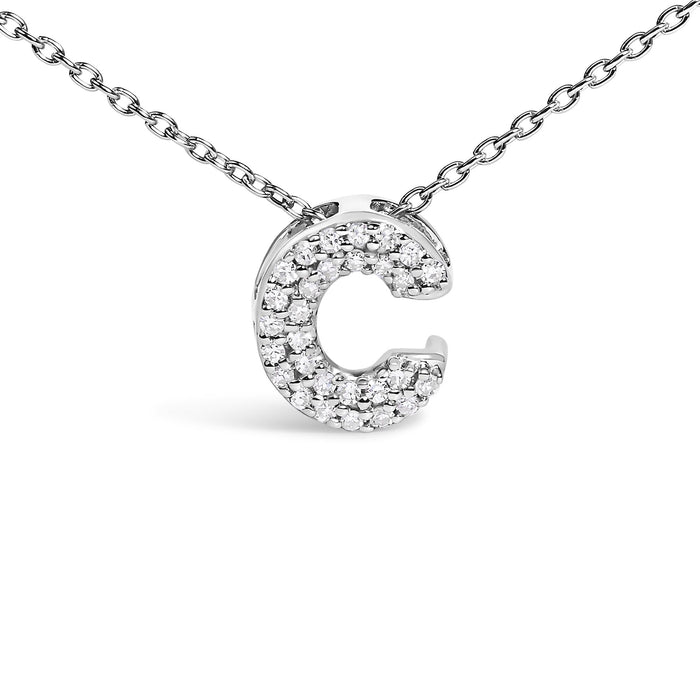 Diamond Accent A-Z Initial Bubble Pendant Necklace in 10K White Gold, photo 50