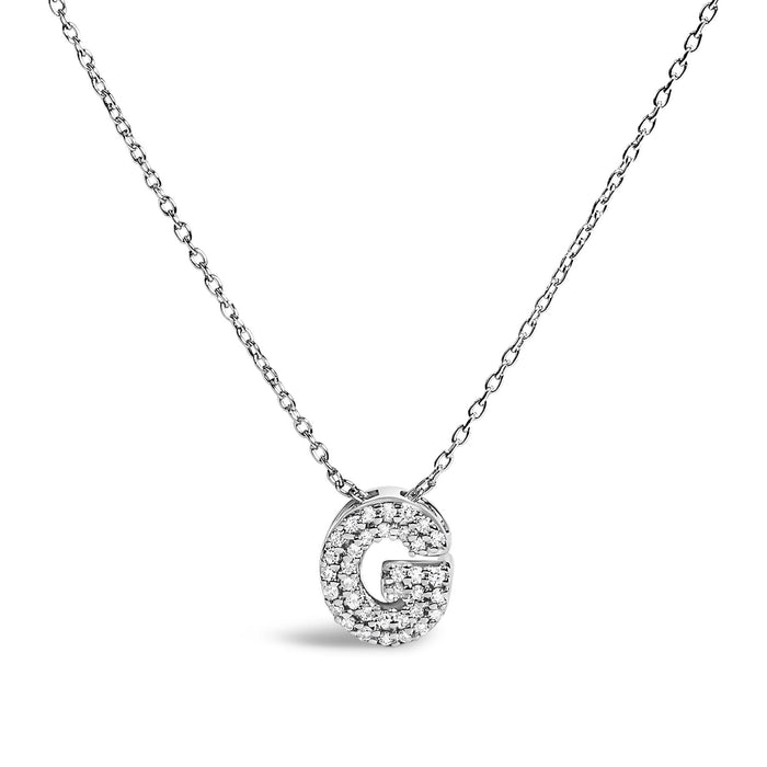 Diamond Accent A-Z Initial Bubble Pendant Necklace in 10K White Gold, photo 20