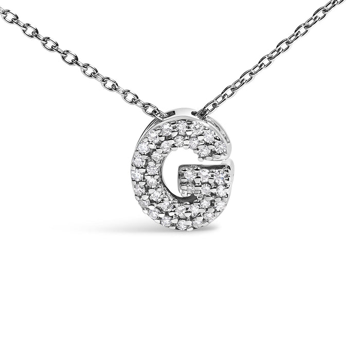 Diamond Accent A-Z Initial Bubble Pendant Necklace in 10K White Gold, photo 46