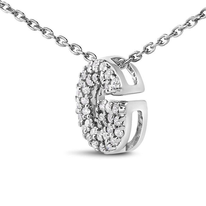 Diamond Accent A-Z Initial Bubble Pendant Necklace in 10K White Gold