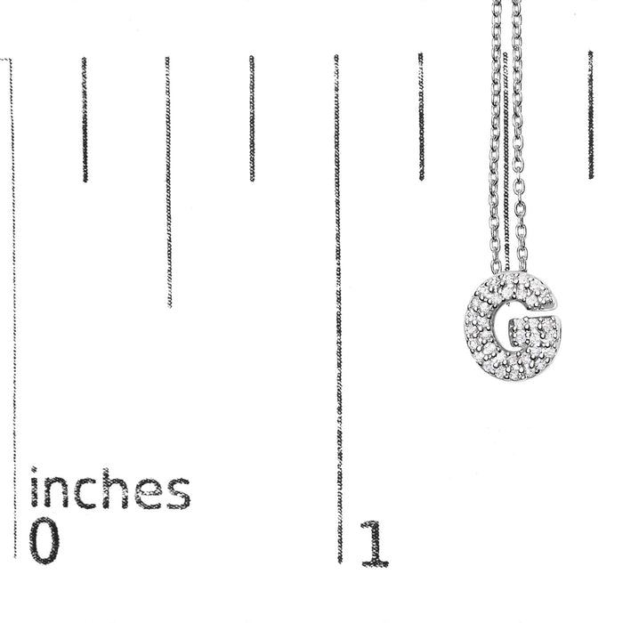 Diamond Accent A-Z Initial Bubble Pendant Necklace in 10K White Gold