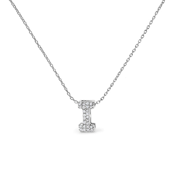 Diamond Accent A-Z Initial Bubble Pendant Necklace in 10K White Gold, photo 1