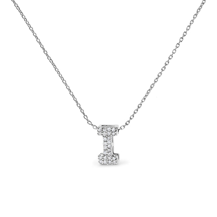 Diamond Accent A-Z Initial Bubble Pendant Necklace in 10K White Gold, photo 1