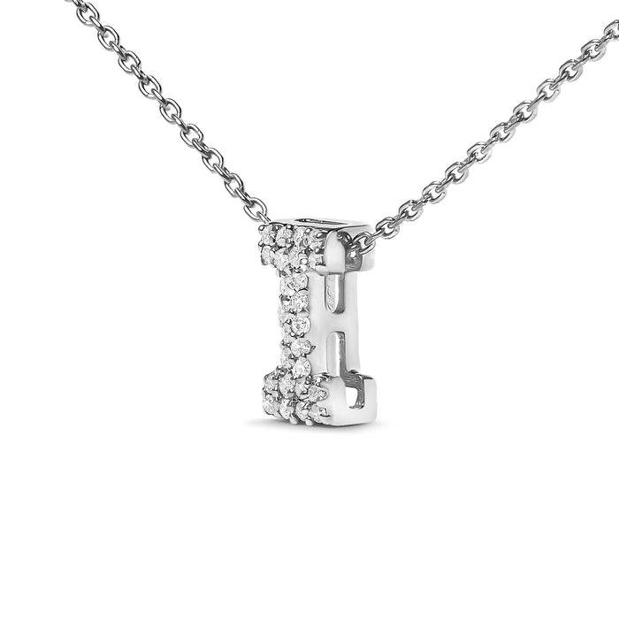 Diamond Accent A-Z Initial Bubble Pendant Necklace in 10K White Gold