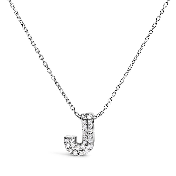 Diamond Accent A-Z Initial Bubble Pendant Necklace in 10K White Gold, photo 18