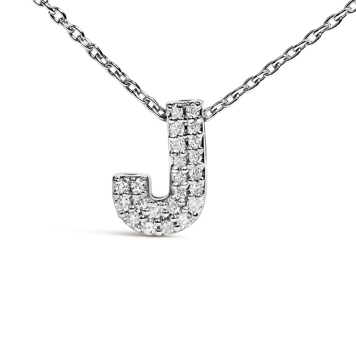 Diamond Accent A-Z Initial Bubble Pendant Necklace in 10K White Gold, photo 44