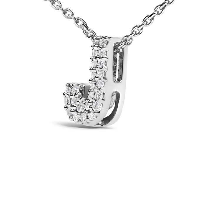 Diamond Accent A-Z Initial Bubble Pendant Necklace in 10K White Gold