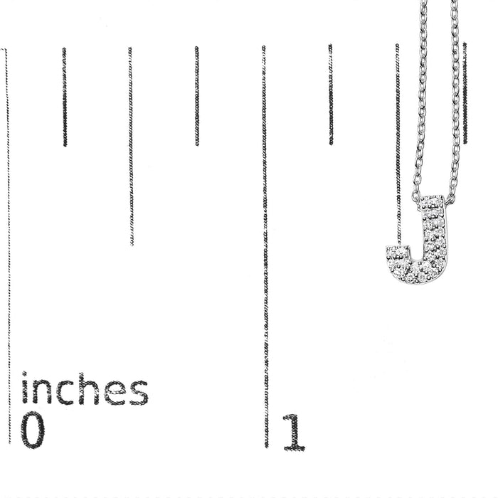 Diamond Accent A-Z Initial Bubble Pendant Necklace in 10K White Gold