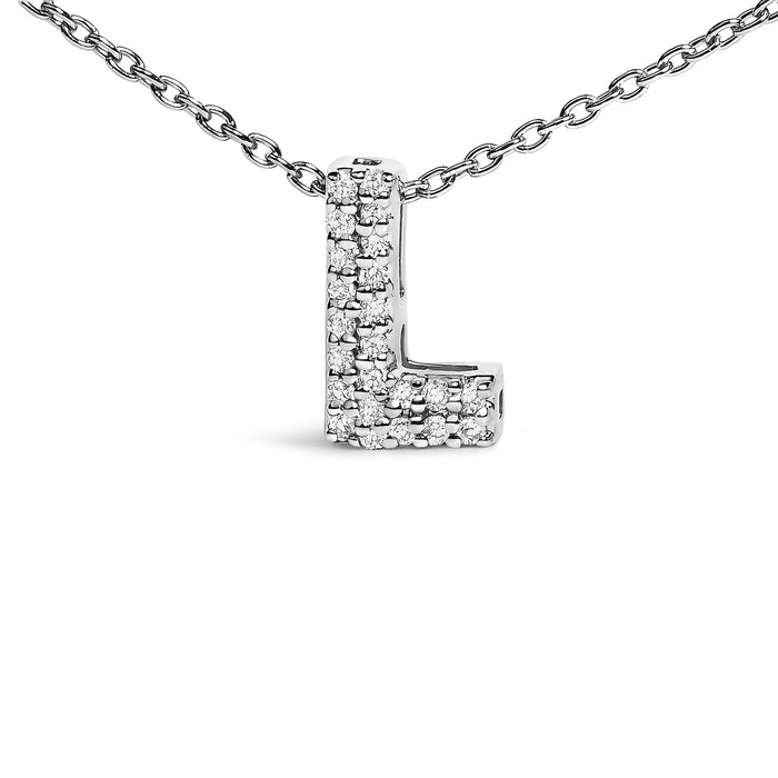 Diamond Accent A-Z Initial Bubble Pendant Necklace in 10K White Gold, photo 42