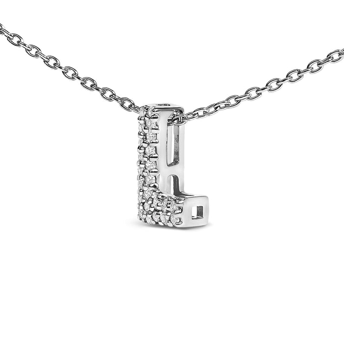 Diamond Accent A-Z Initial Bubble Pendant Necklace in 10K White Gold