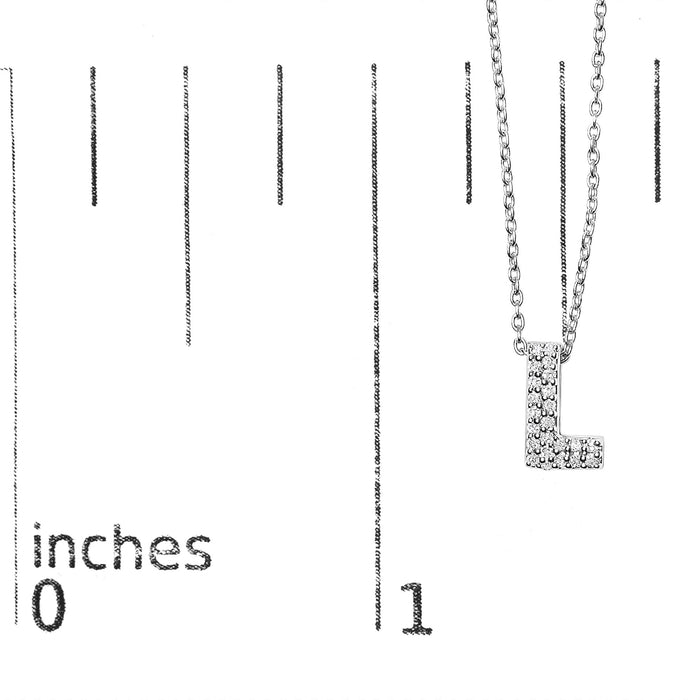 Diamond Accent A-Z Initial Bubble Pendant Necklace in 10K White Gold