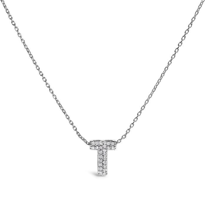 Diamond Accent A-Z Initial Bubble Pendant Necklace in 10K White Gold, photo 8