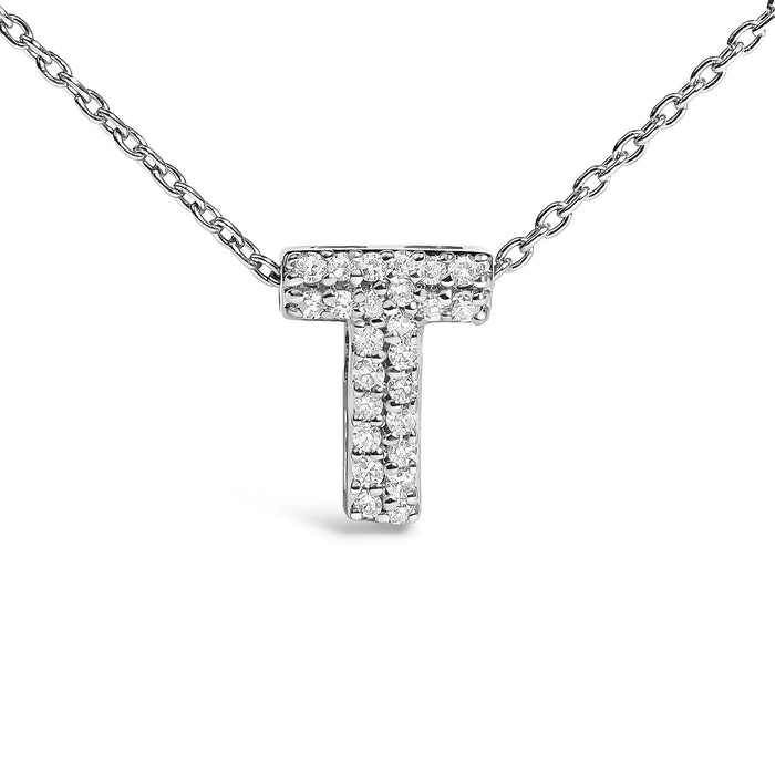 Diamond Accent A-Z Initial Bubble Pendant Necklace in 10K White Gold, photo 34