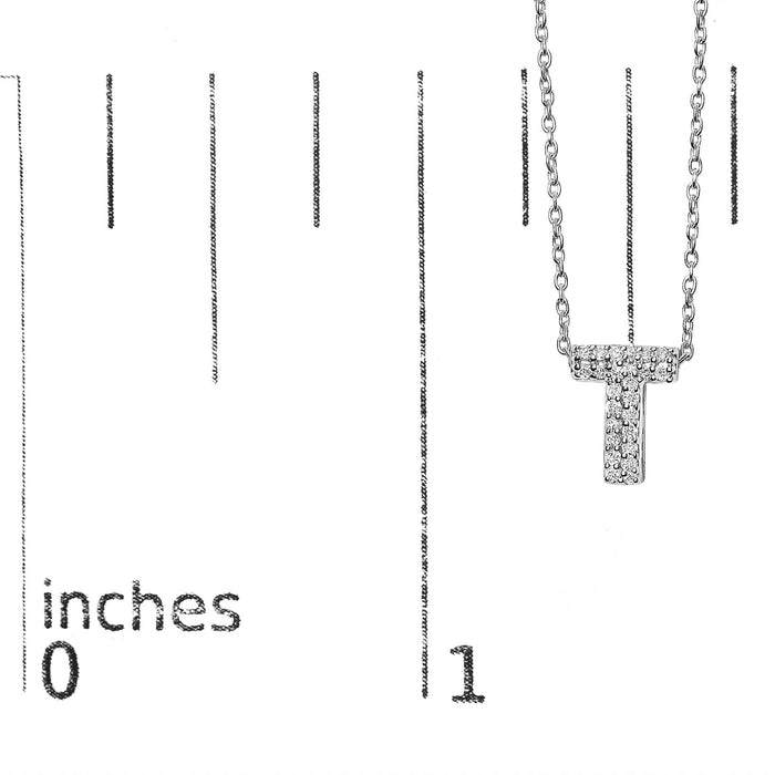 Diamond Accent A-Z Initial Bubble Pendant Necklace in 10K White Gold