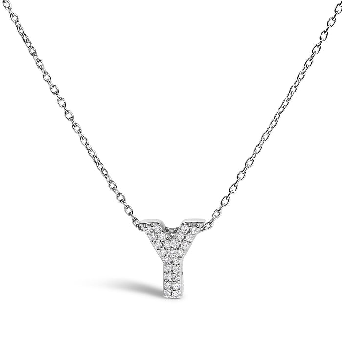 Diamond Accent A-Z Initial Bubble Pendant Necklace in 10K White Gold, photo 3