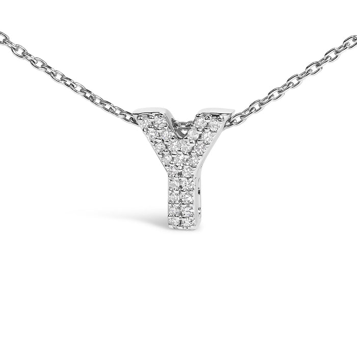 Diamond Accent A-Z Initial Bubble Pendant Necklace in 10K White Gold, photo 29