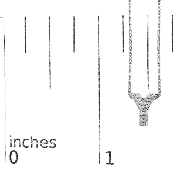 Diamond Accent A-Z Initial Bubble Pendant Necklace in 10K White Gold