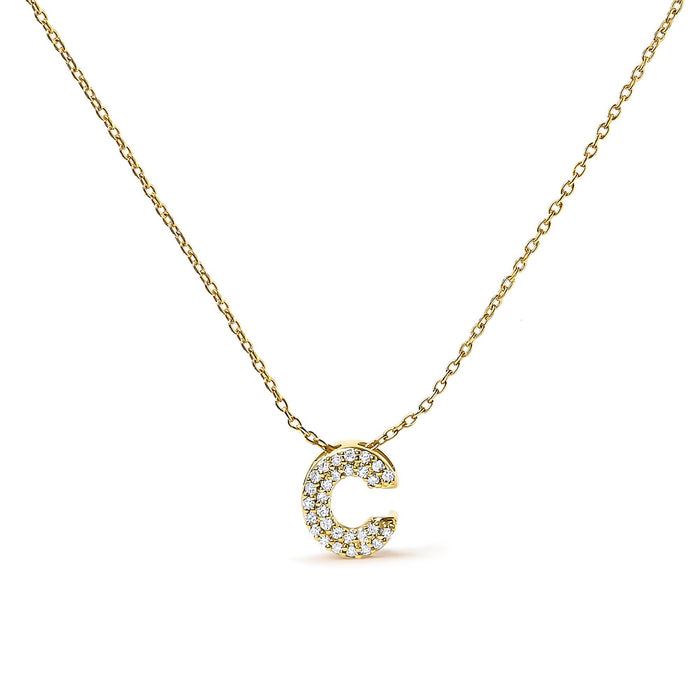 Collar con colgante de inicial A-Z estilo burbuja con detalle de diamante en oro amarillo de 10K, foto 24